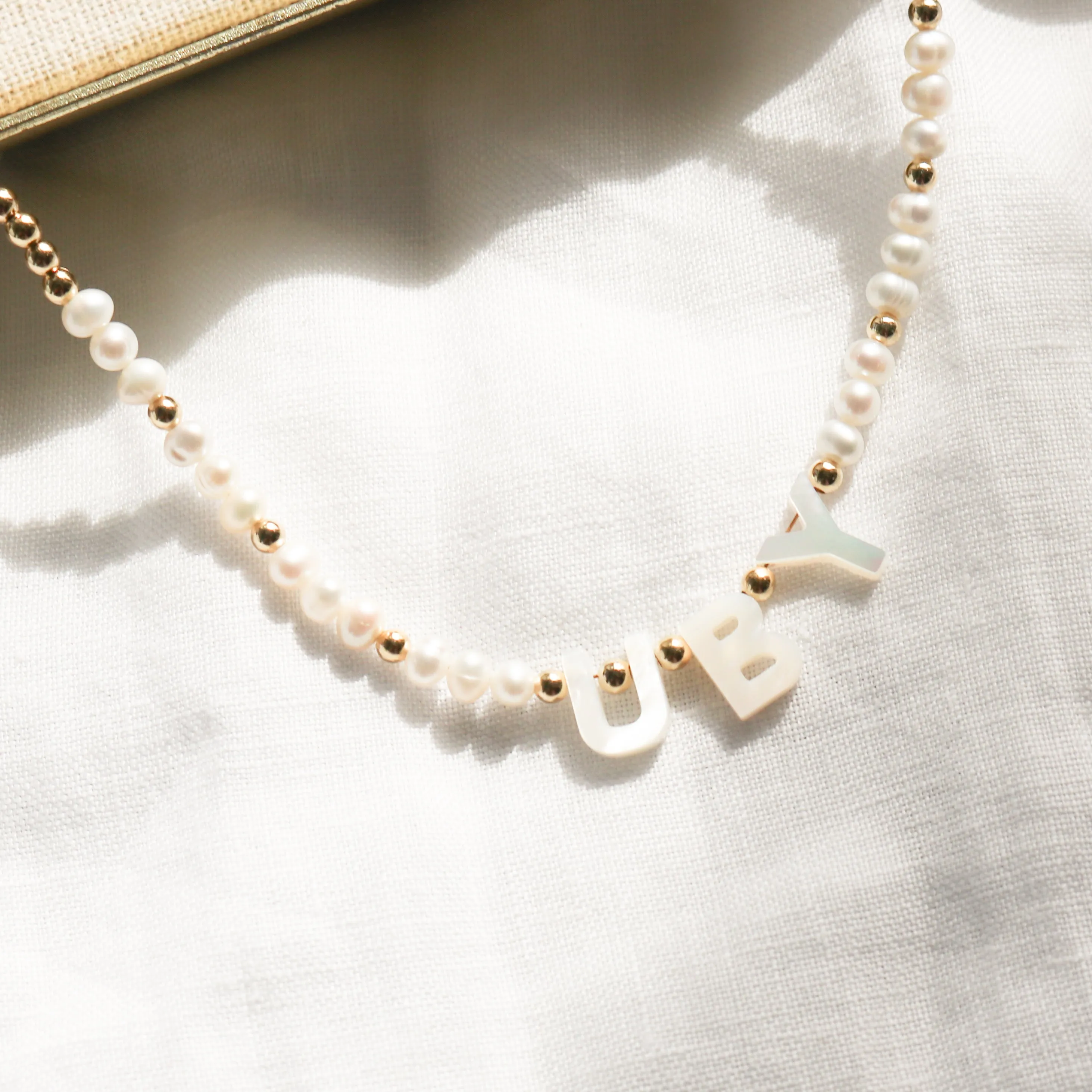 Custom Nacre Initial Necklace