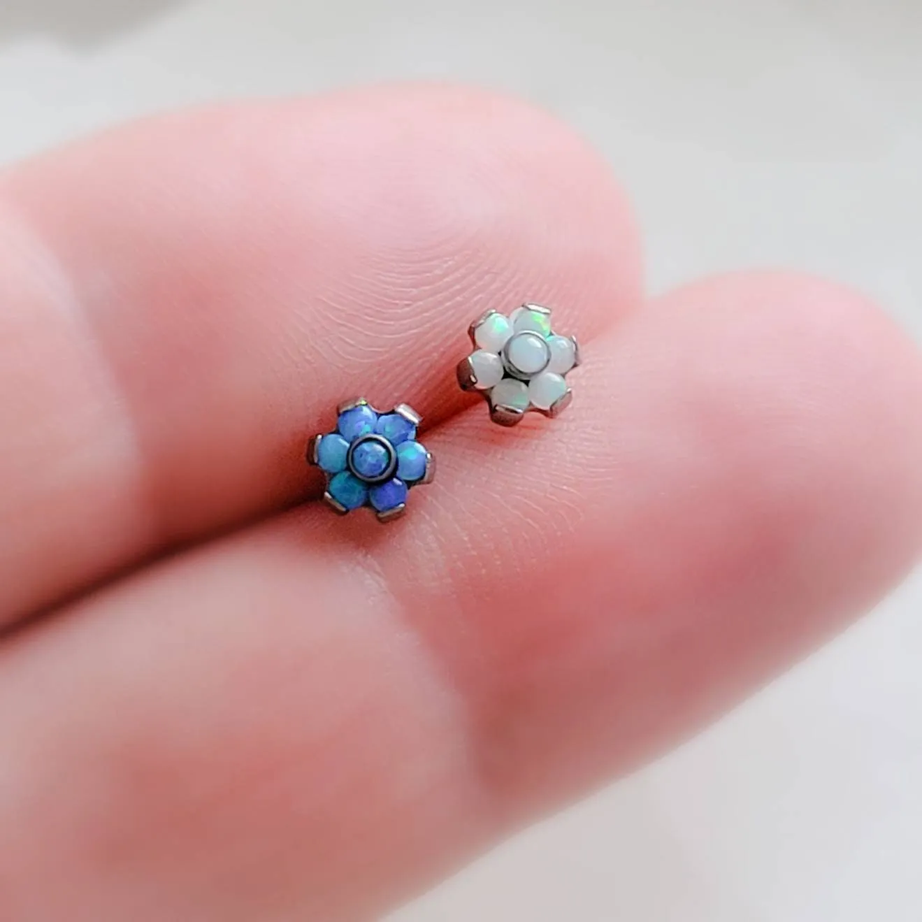 Dainty Opal Flower Flat Back Studs