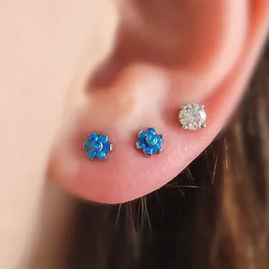 Dainty Opal Flower Flat Back Studs