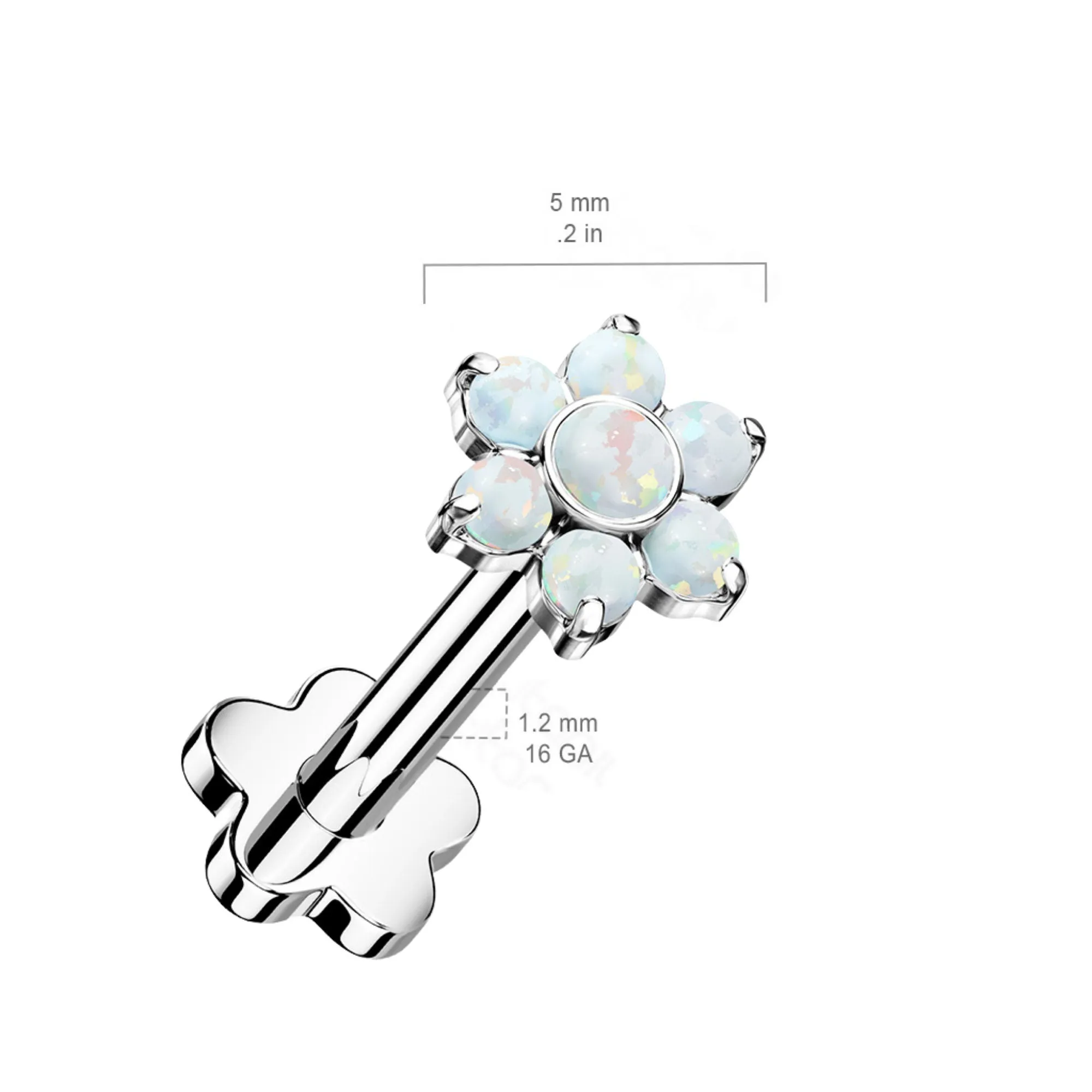 Dainty Opal Flower Flat Back Studs