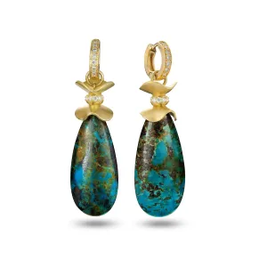 Delta Turquoise and Diamond Detachable Drop Earrings  18KY