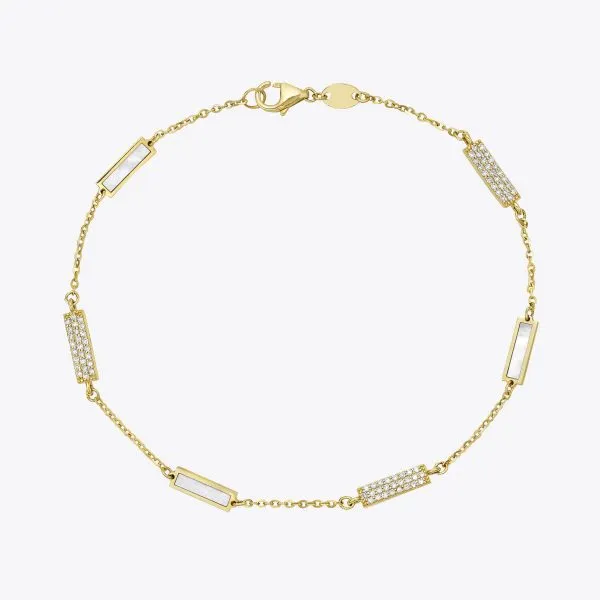 Diamond and Mother of Pearl Bar Station Bracelet