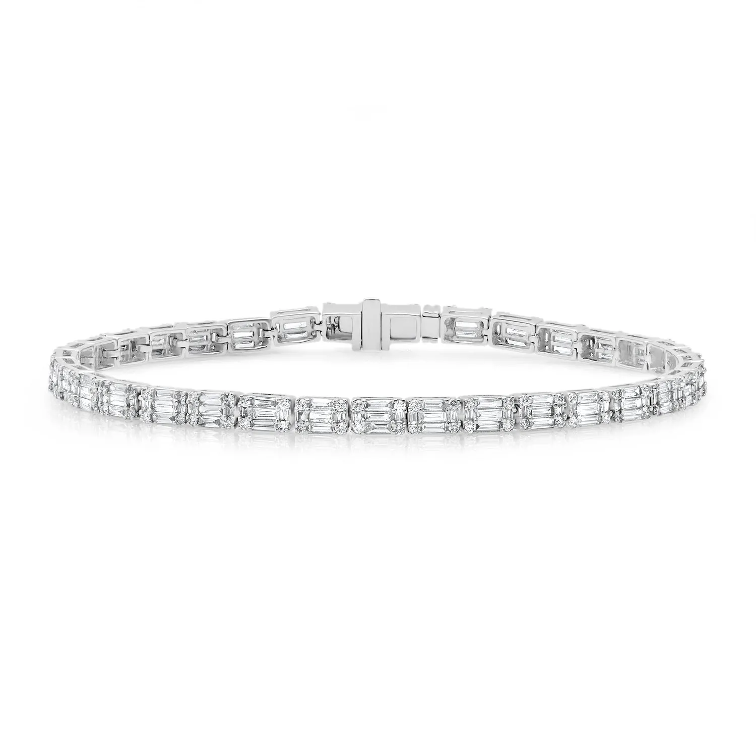 Diamond Baguette Cluster Illusion Eternity Tennis Bracelet