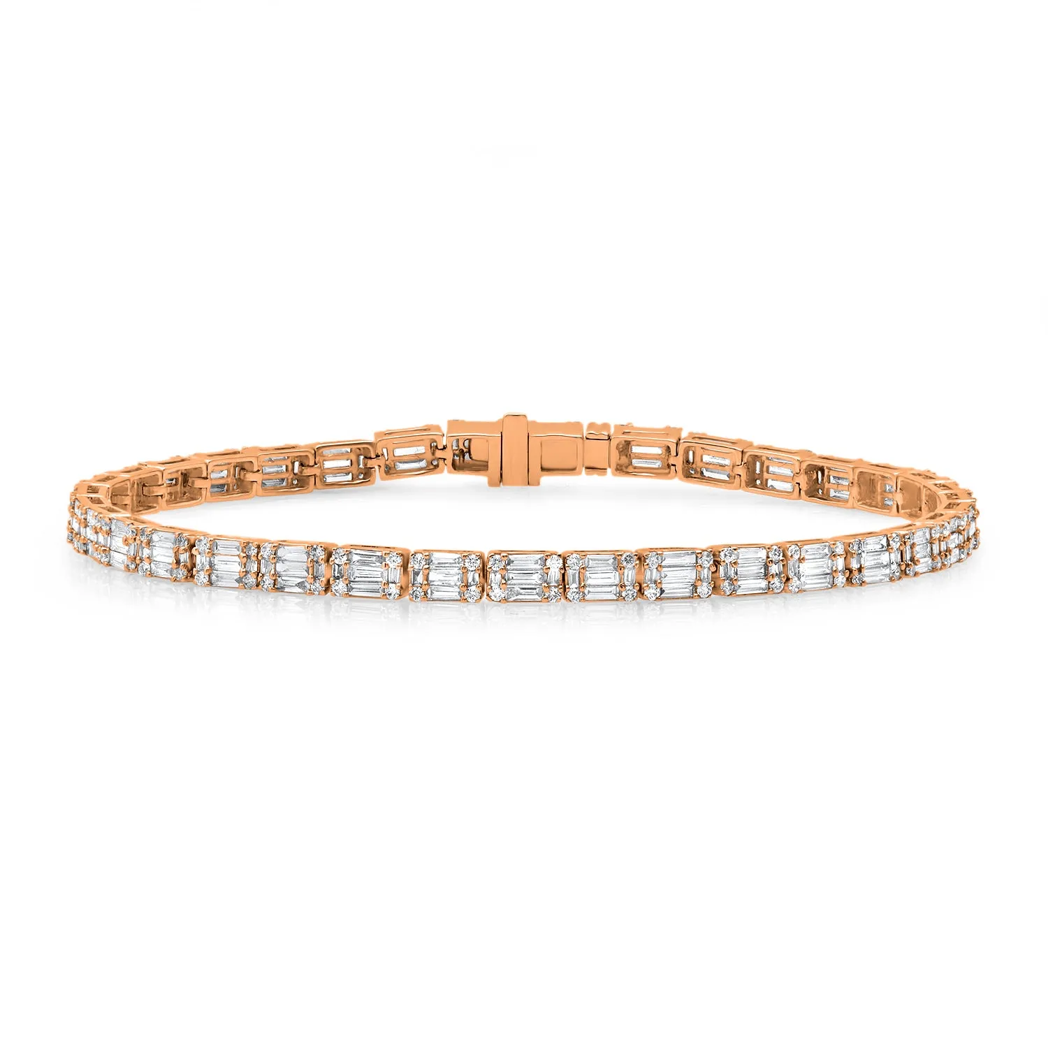 Diamond Baguette Cluster Illusion Eternity Tennis Bracelet