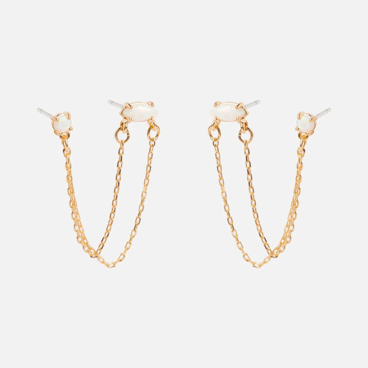 Double Piercing Dangle Chain Earrings