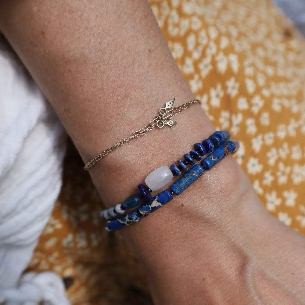 Double Strand Lapis Mix Bracelet