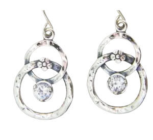 Earrings for woman, silver dangling earrings Delicate   CZ zircons