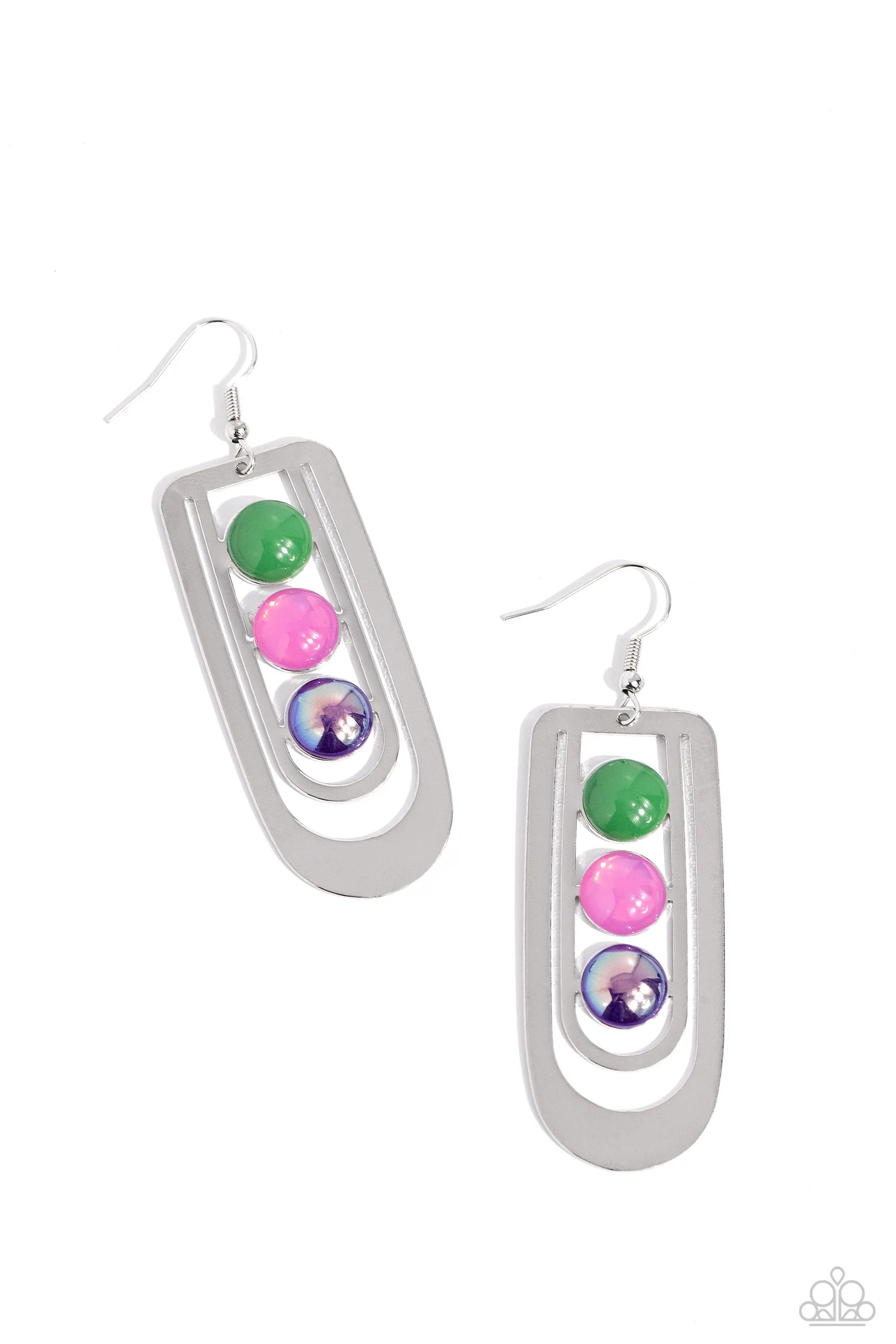 Earrings Layered Lure - Multi Green E2215