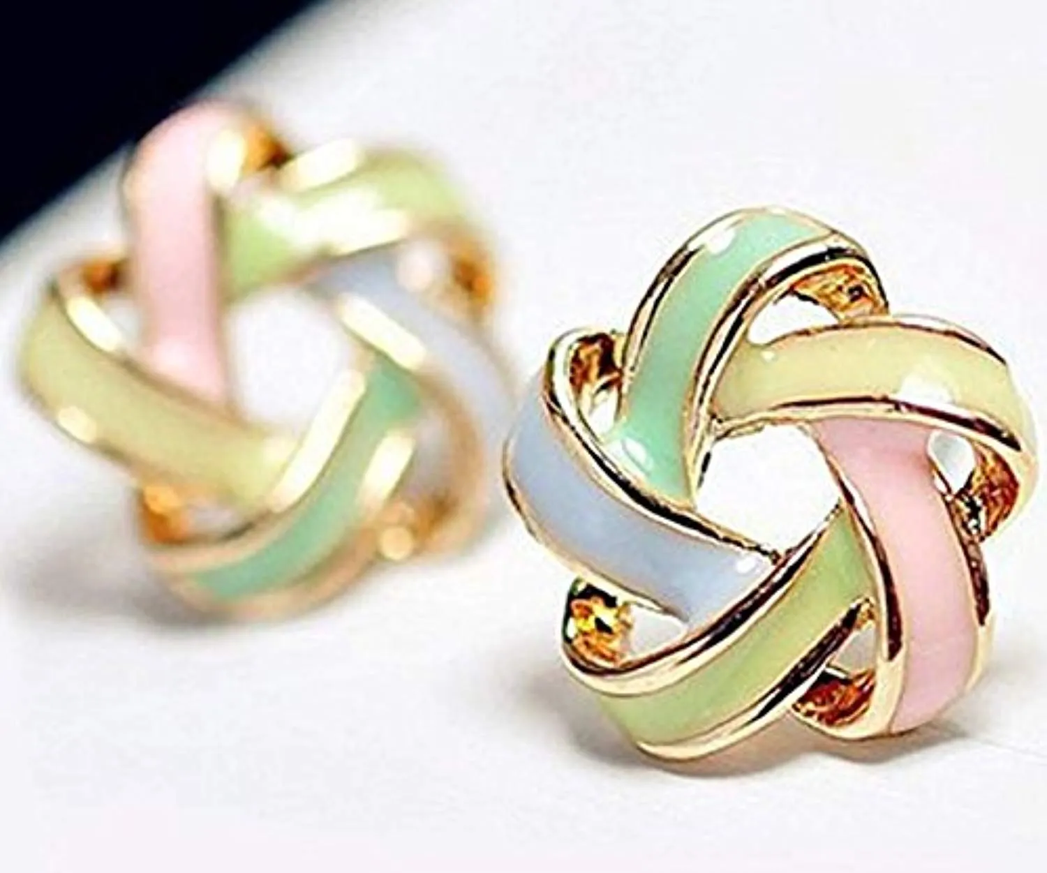 Electomania Fashion Essentials Intertwining Colour Alloy, Enamel Pops Knotted Stud Earrings Pair for Women