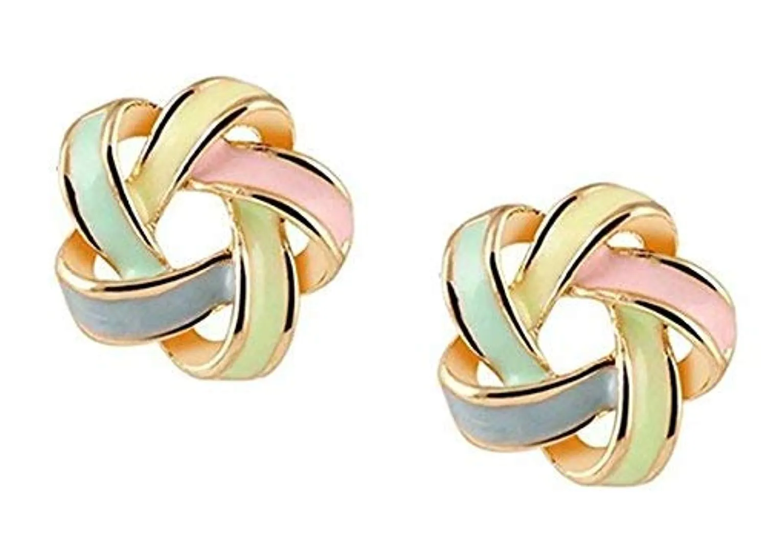 Electomania Fashion Essentials Intertwining Colour Alloy, Enamel Pops Knotted Stud Earrings Pair for Women