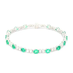 Emerald and Diamond Tennis Bracelet