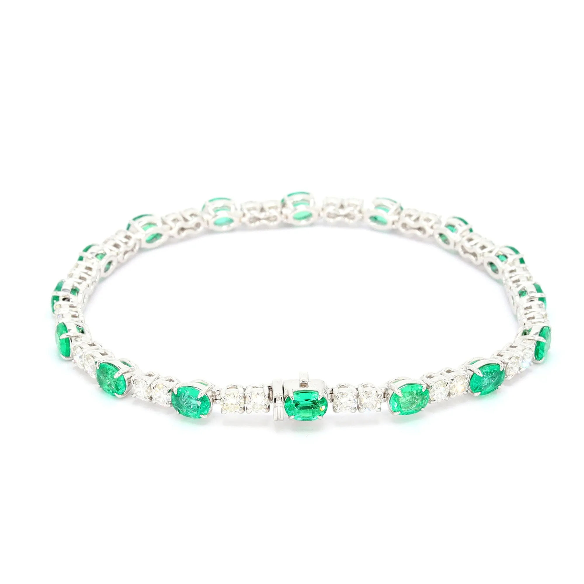 Emerald and Diamond Tennis Bracelet