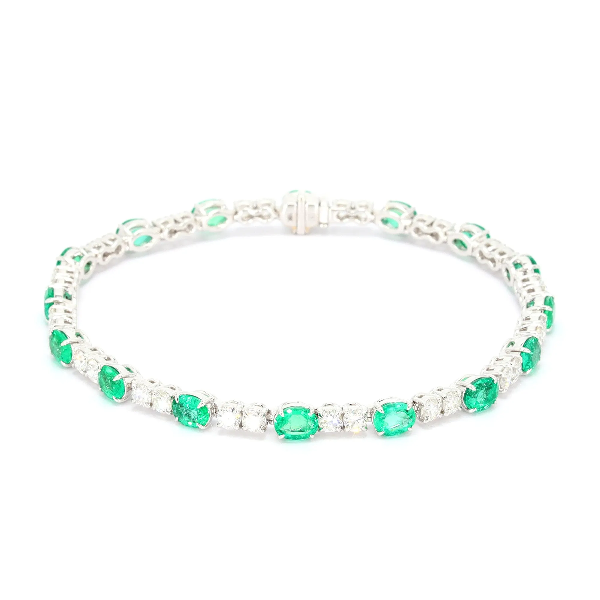 Emerald and Diamond Tennis Bracelet