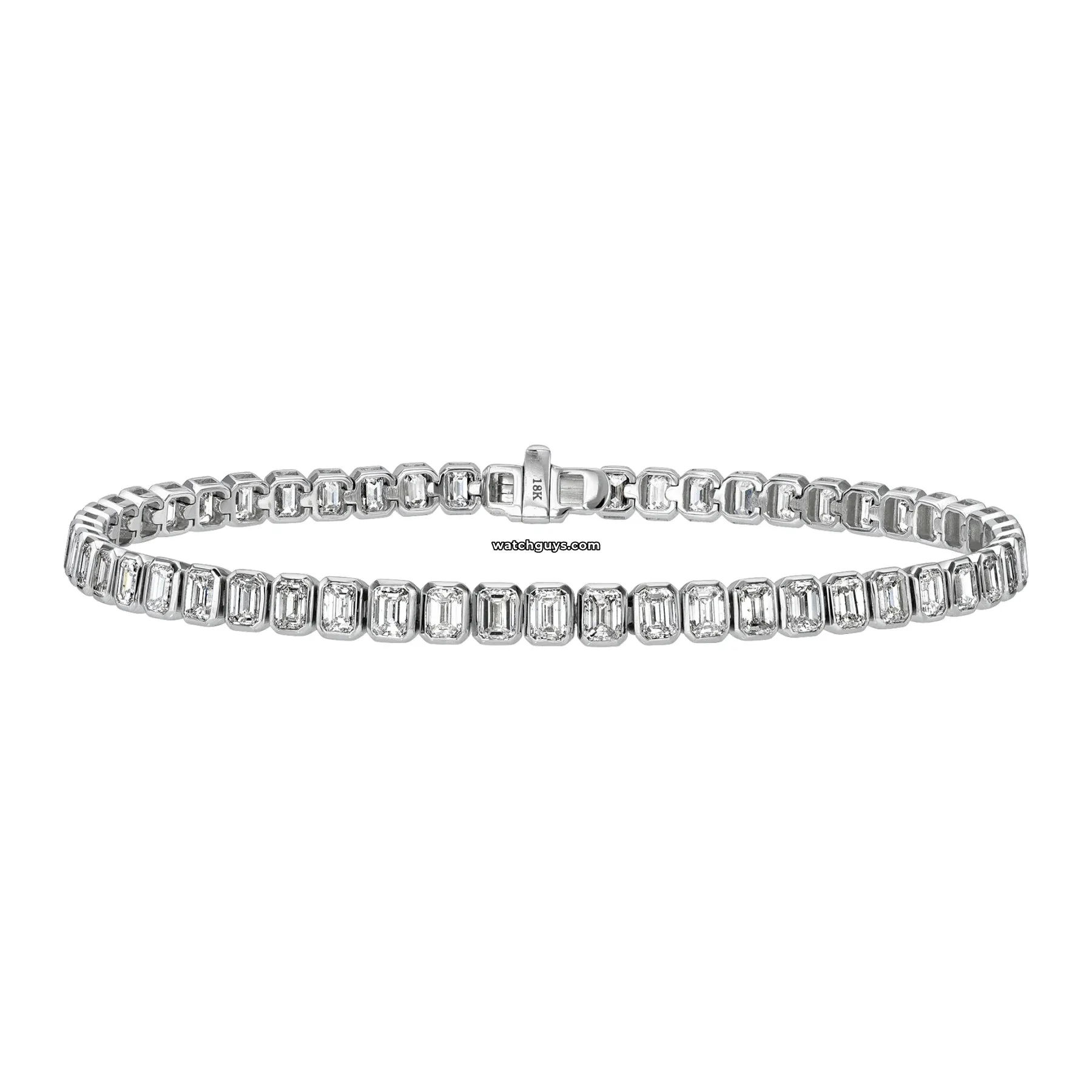 Emerald Diamond Tennis Bracelet 7.90 Carat TW 18k White Gold