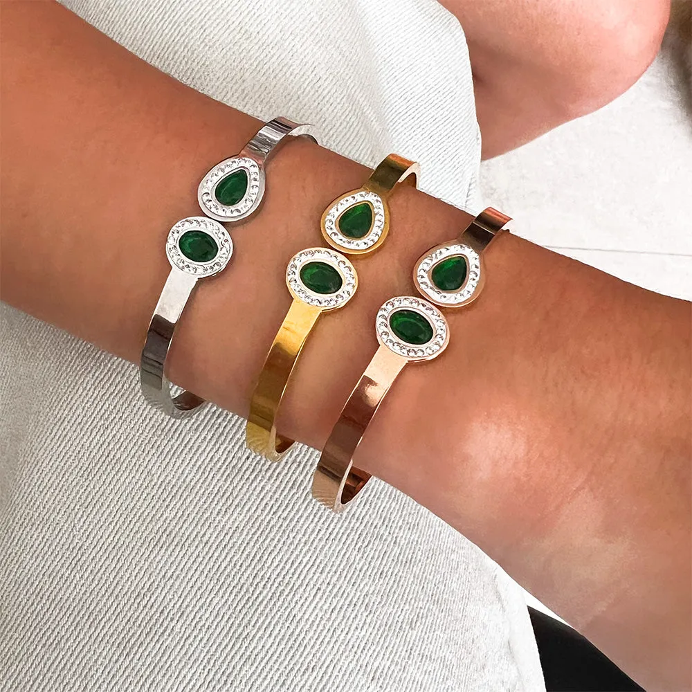 Emerald Stones Bangle Bracelet