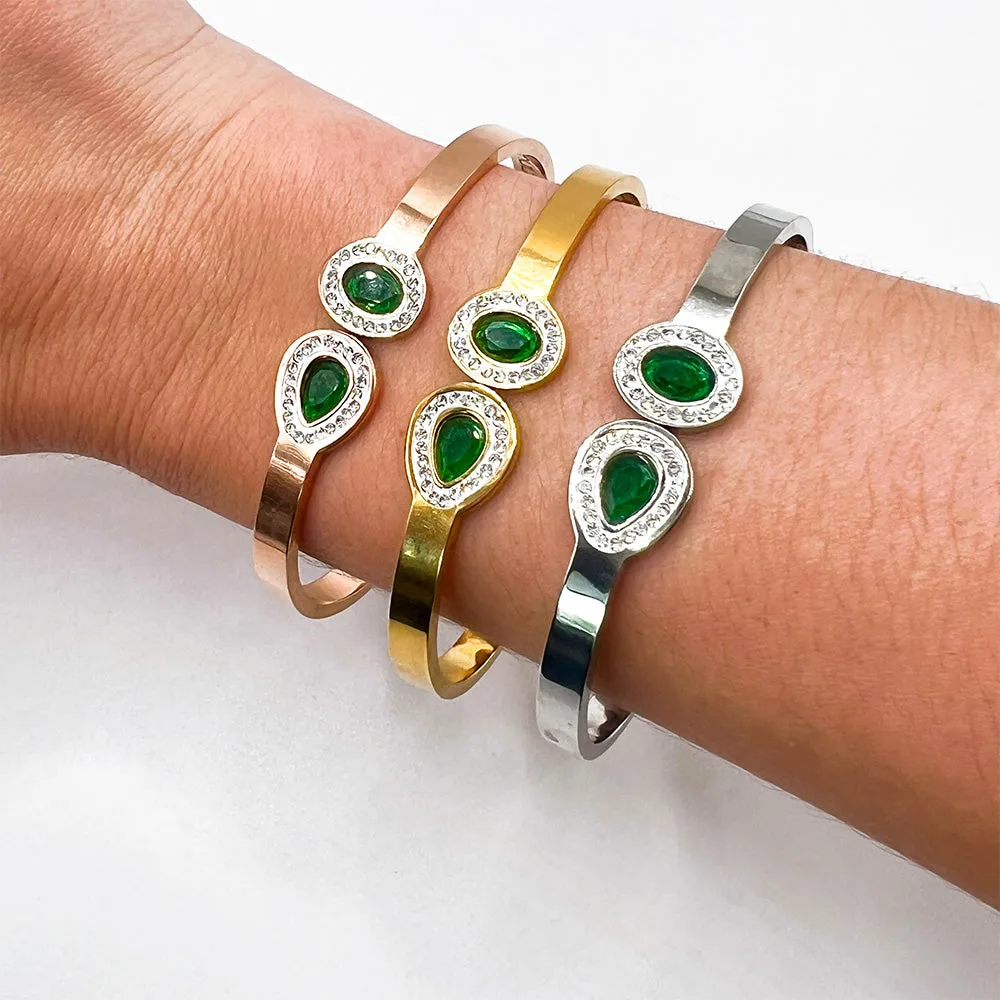 Emerald Stones Bangle Bracelet