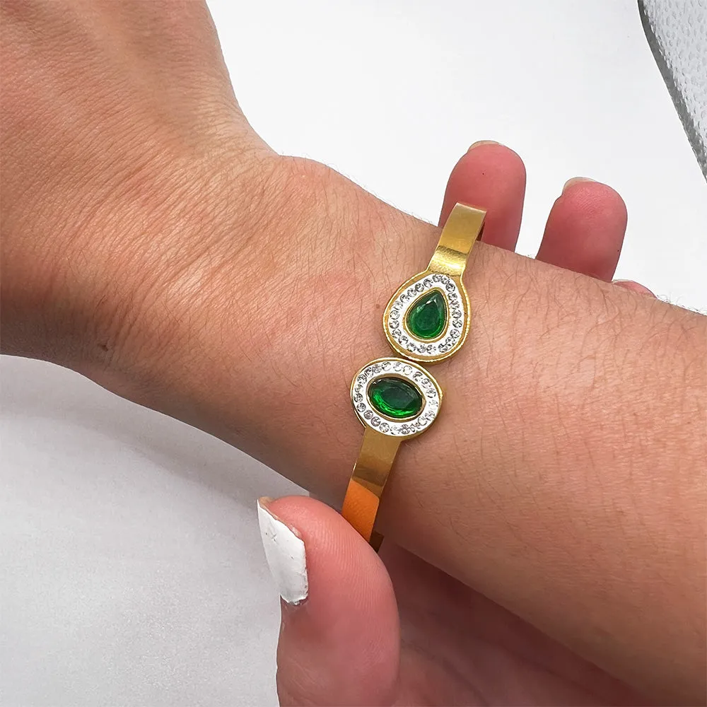 Emerald Stones Bangle Bracelet