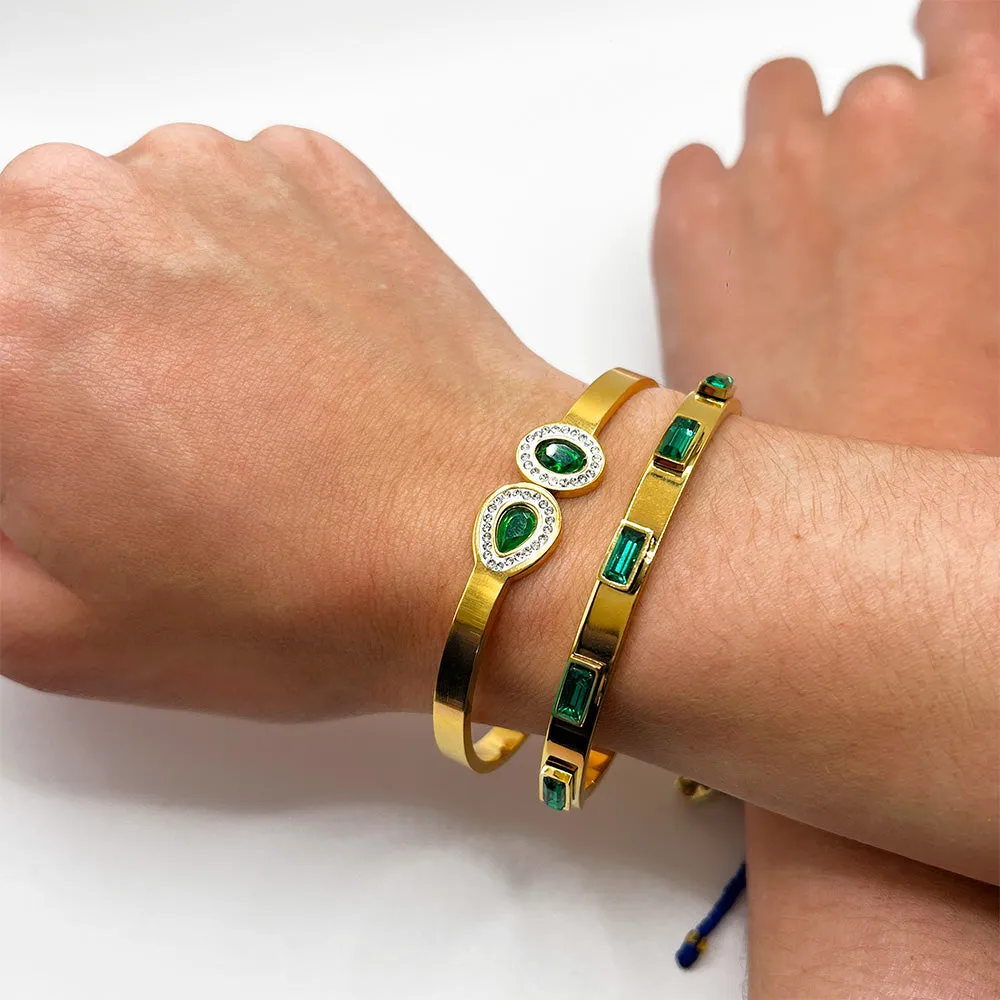 Emerald Stones Bangle Bracelet