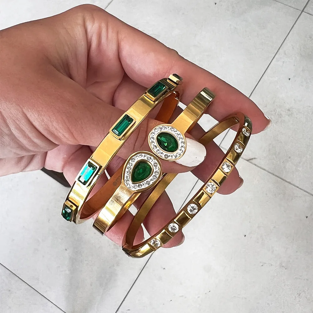 Emerald Stones Bangle Bracelet