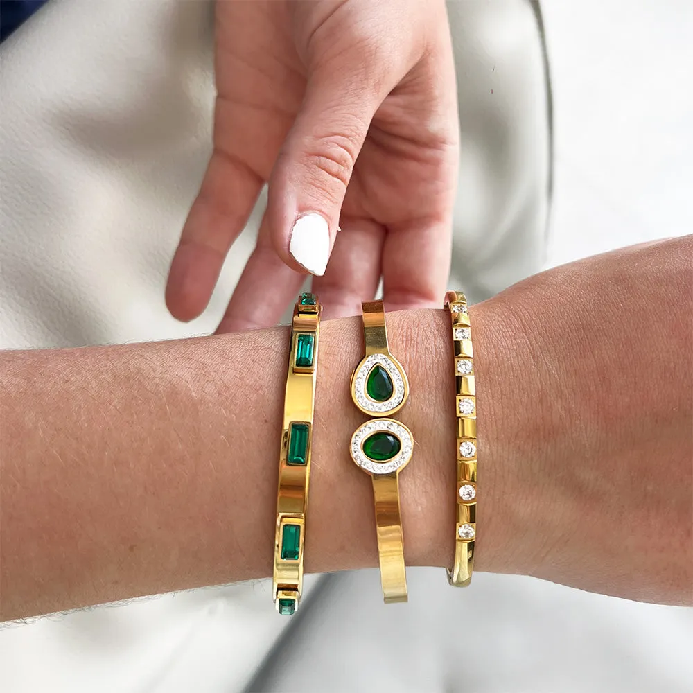 Emerald Stones Bangle Bracelet