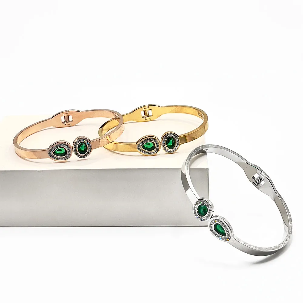 Emerald Stones Bangle Bracelet