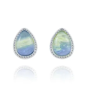 Equilibrium Silver Plated Blue Candy Teardrop Stud Earrings