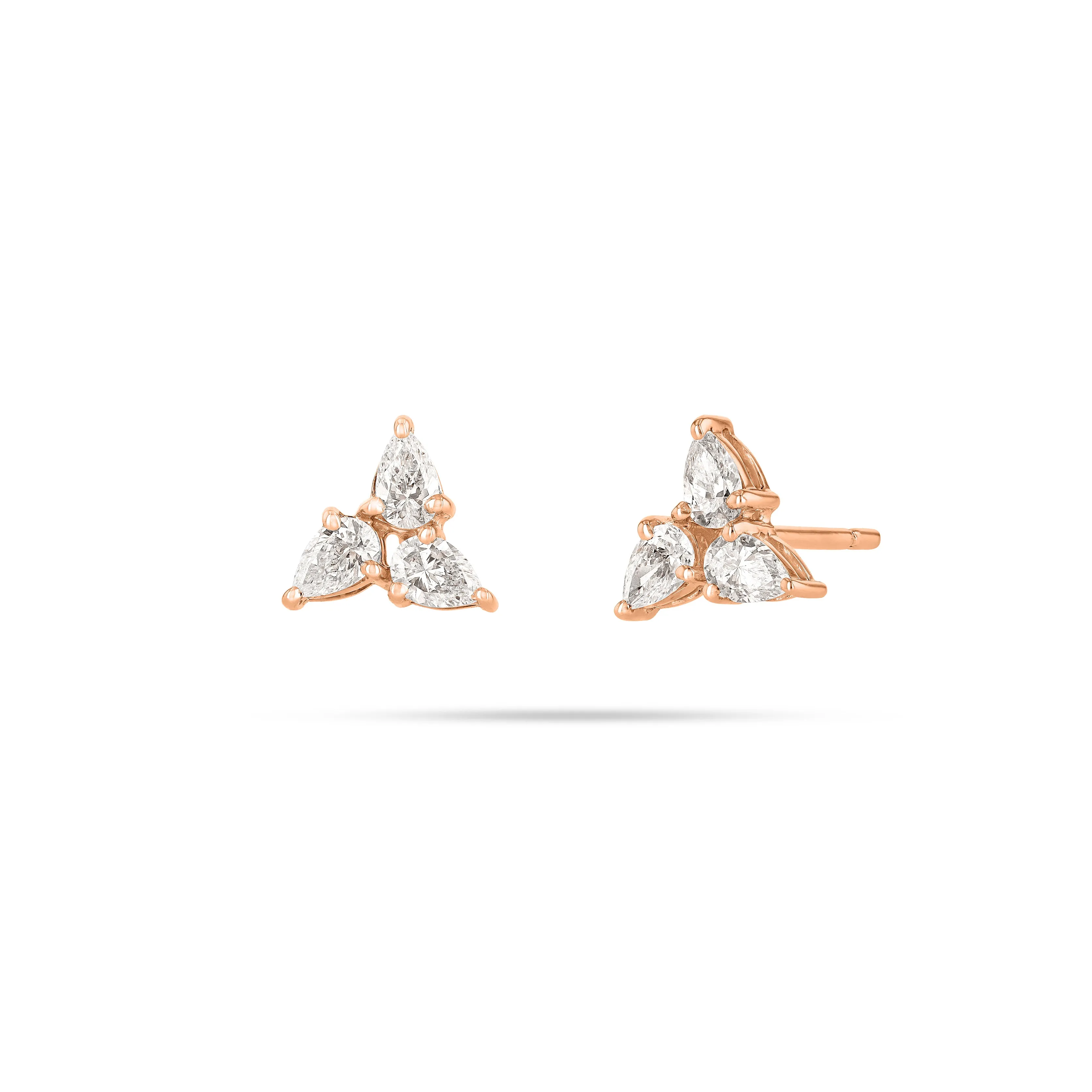 Fan Shaped Pear Diamond Earrings