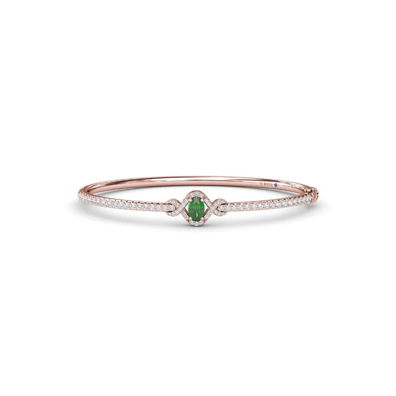 Fana Love Knot Emerald and Diamond Bangle Bracelet