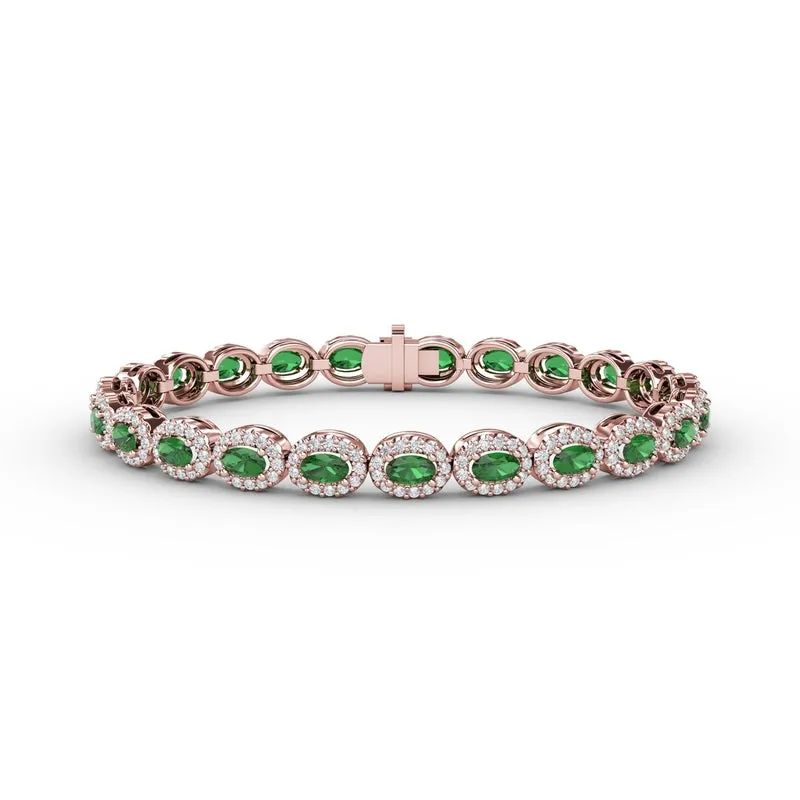 Fana Striking Oval Emerald and Diamond Bracelet