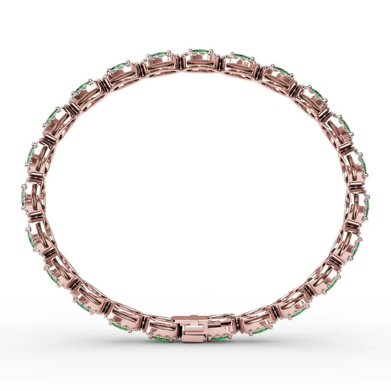 Fana Striking Oval Emerald and Diamond Bracelet