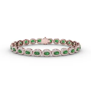 Fana Striking Oval Emerald and Diamond Bracelet