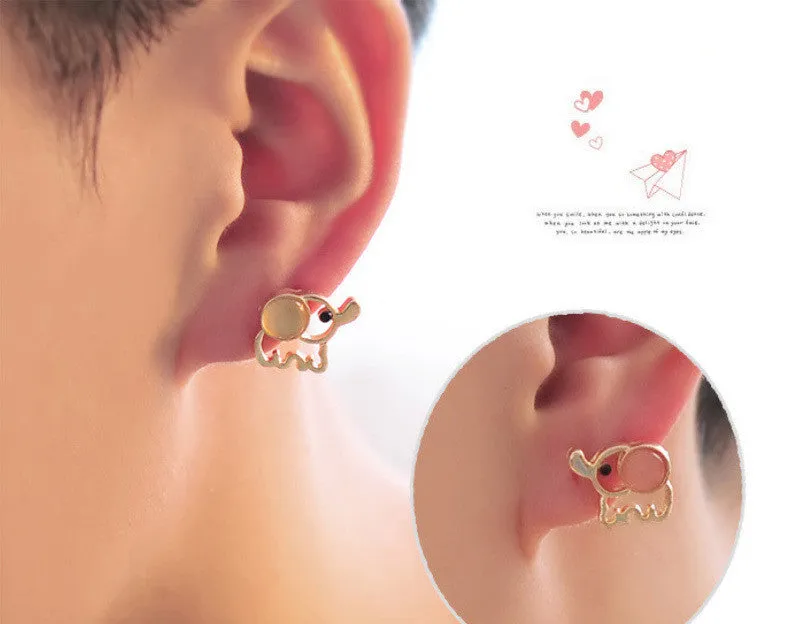 Fashion Lovely Cute Baby Elephant Opal Stud Earrings for Party