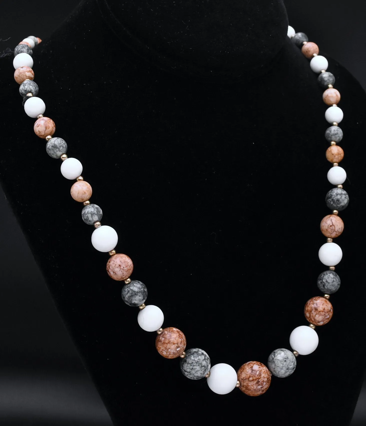 Faux Stone Beaded Necklace - 24"