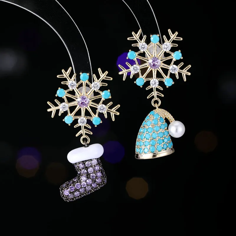 Festive atmosphere earrings snowflake boots hat earrings Christmas gift