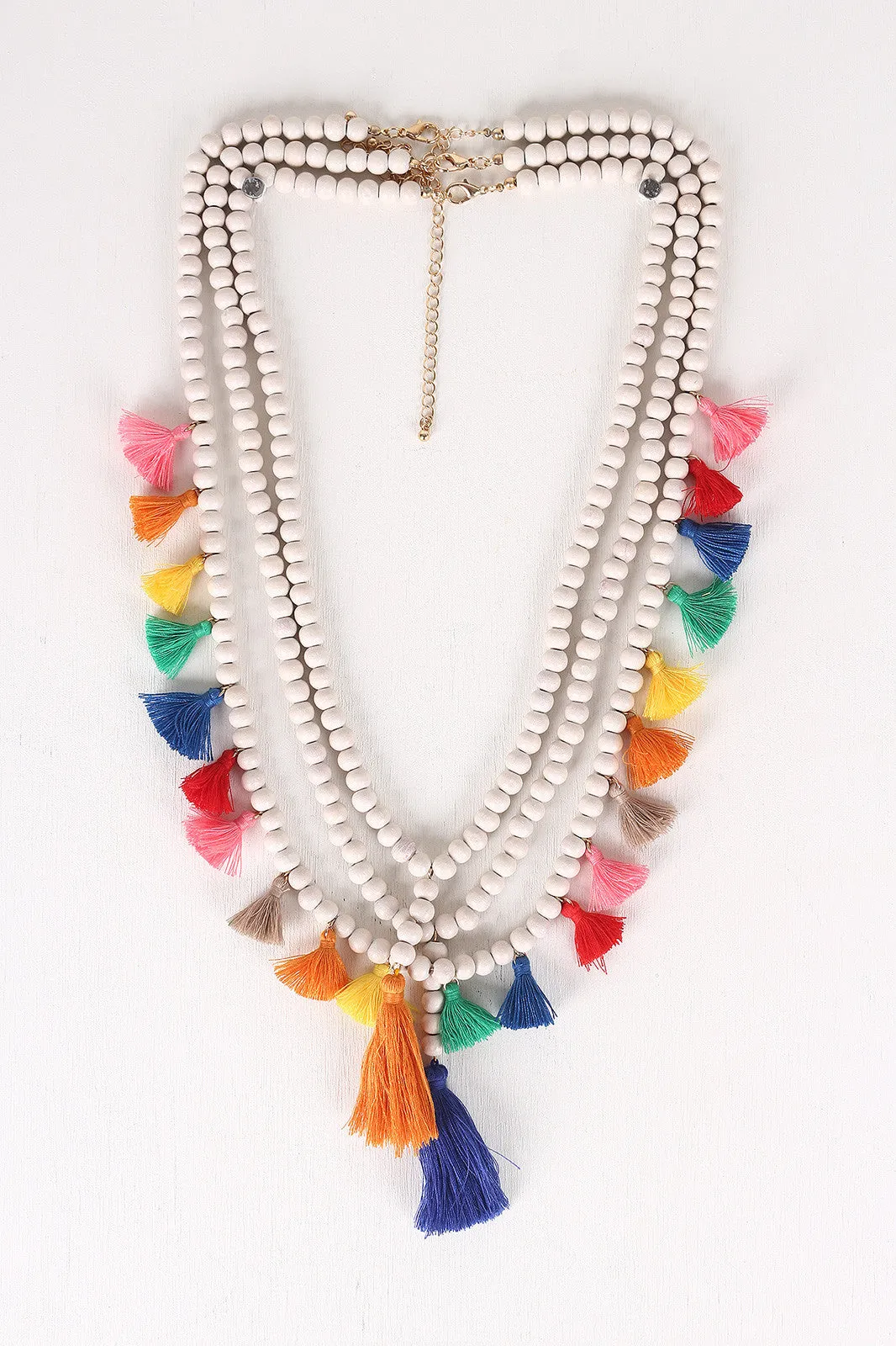 Festive Beaded Tassel Necklace Set