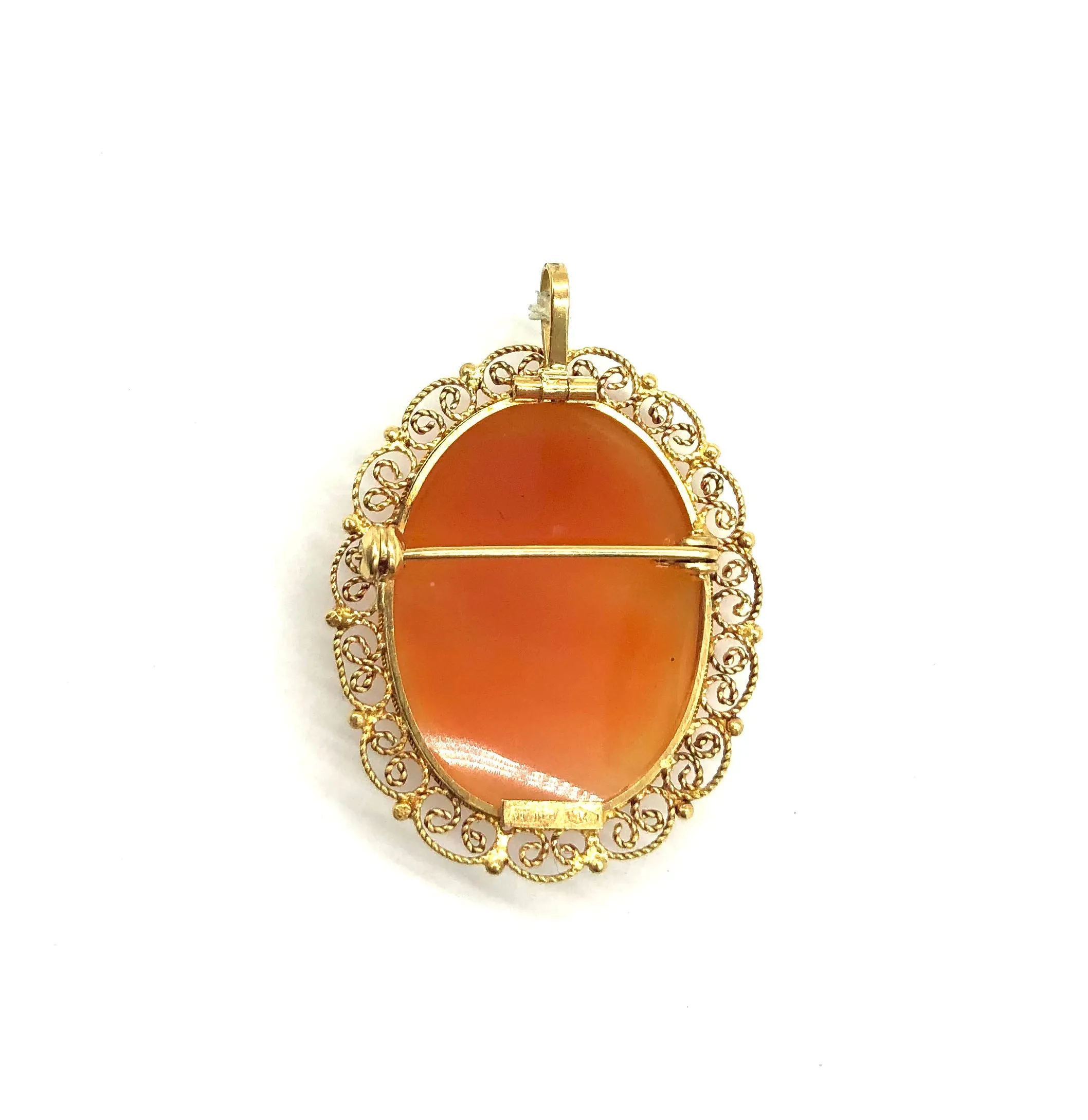 Filagree Framed Cameo Pendant/Pin