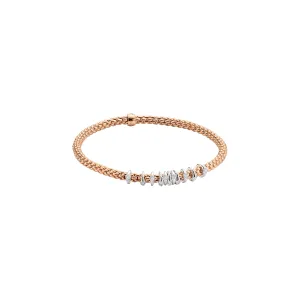 Fope 18K Rose and White Gold Prima Bracelet with White Gold Diamond Rondels, Small Size