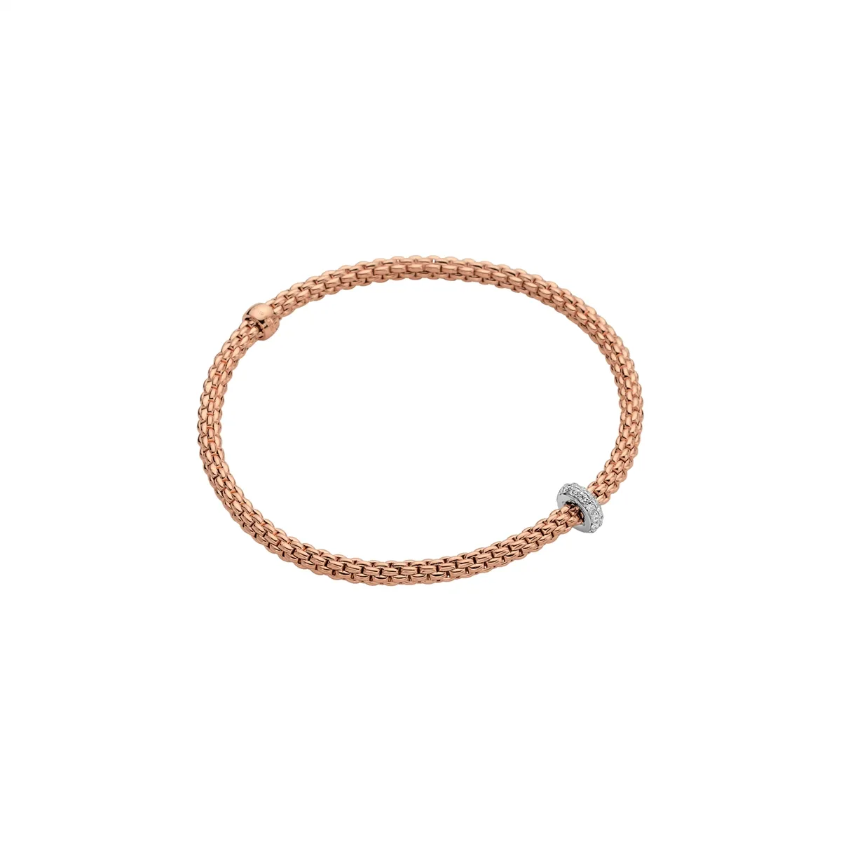 Fope 18K Rose Gold Prima Bracelet with 18K White Diamond Rondel