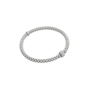 FOPE 18K White Gold Solo Colleciton Flexible Diamond Bracelet, Small Size