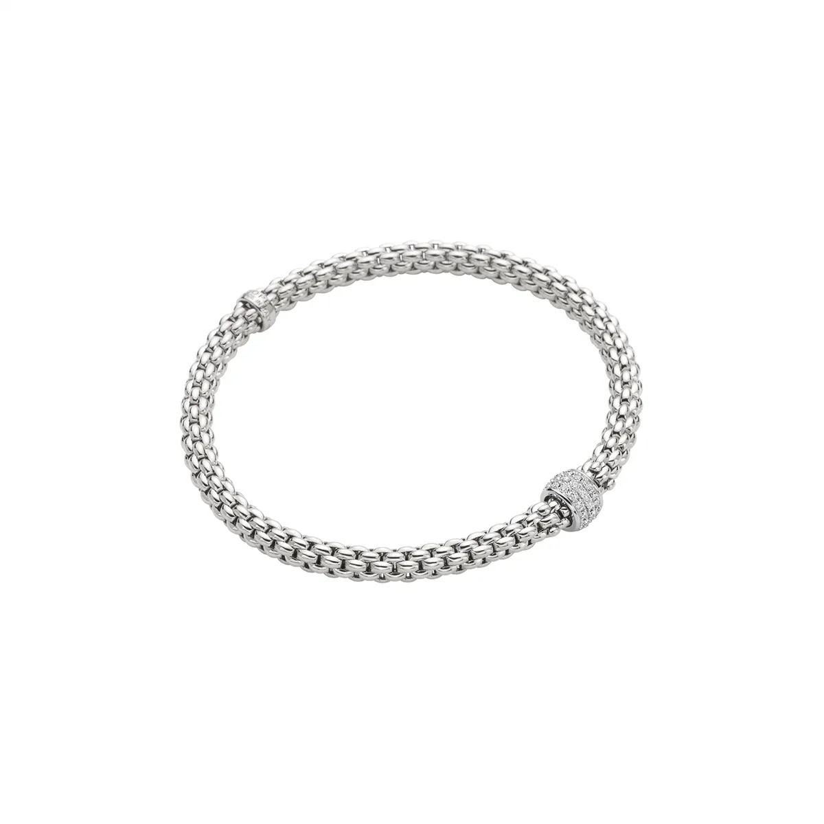 FOPE 18K White Gold Solo Colleciton Flexible Diamond Bracelet, Small Size