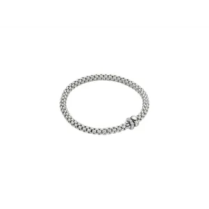 Fope 18K White Gold Solo Collection Bracelet with Diamond and Gold Rondel, Small Size