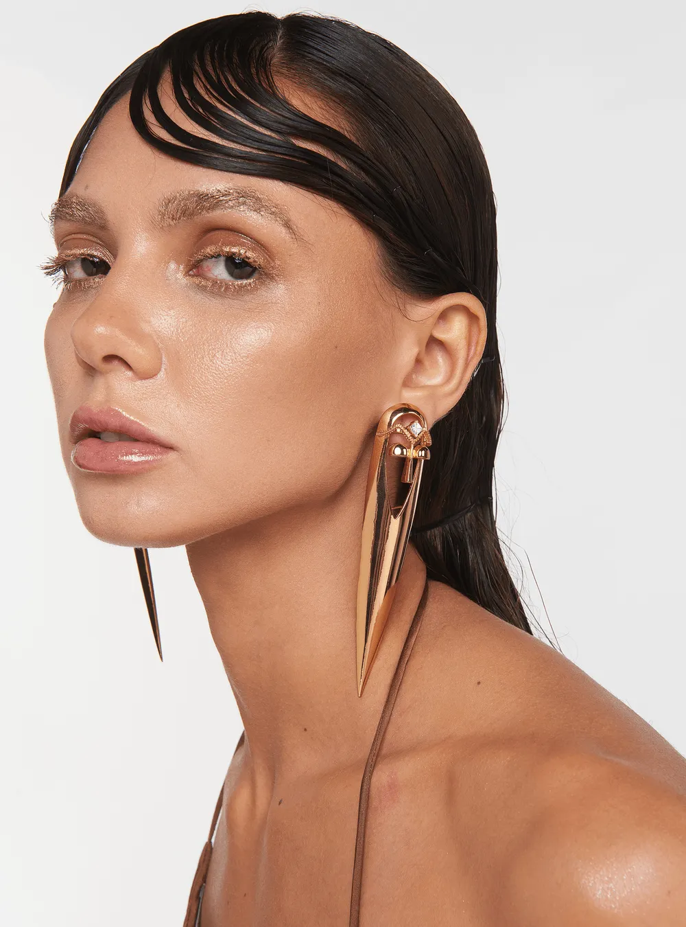 Gavi Spicule Earrings In Gold Finish