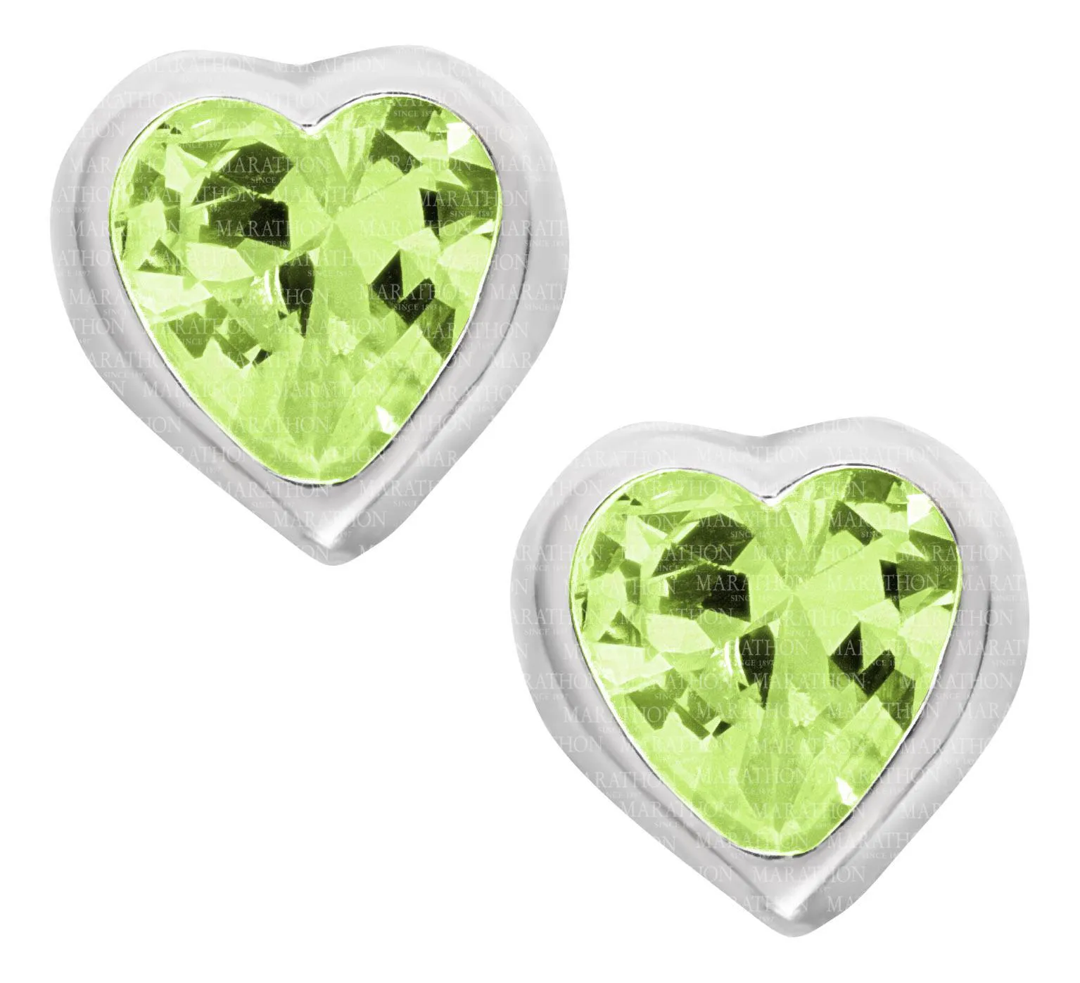 Genuine Sterling Silver Kiddie Kraft Heart Stud Earrings with Synthetic Birthstone