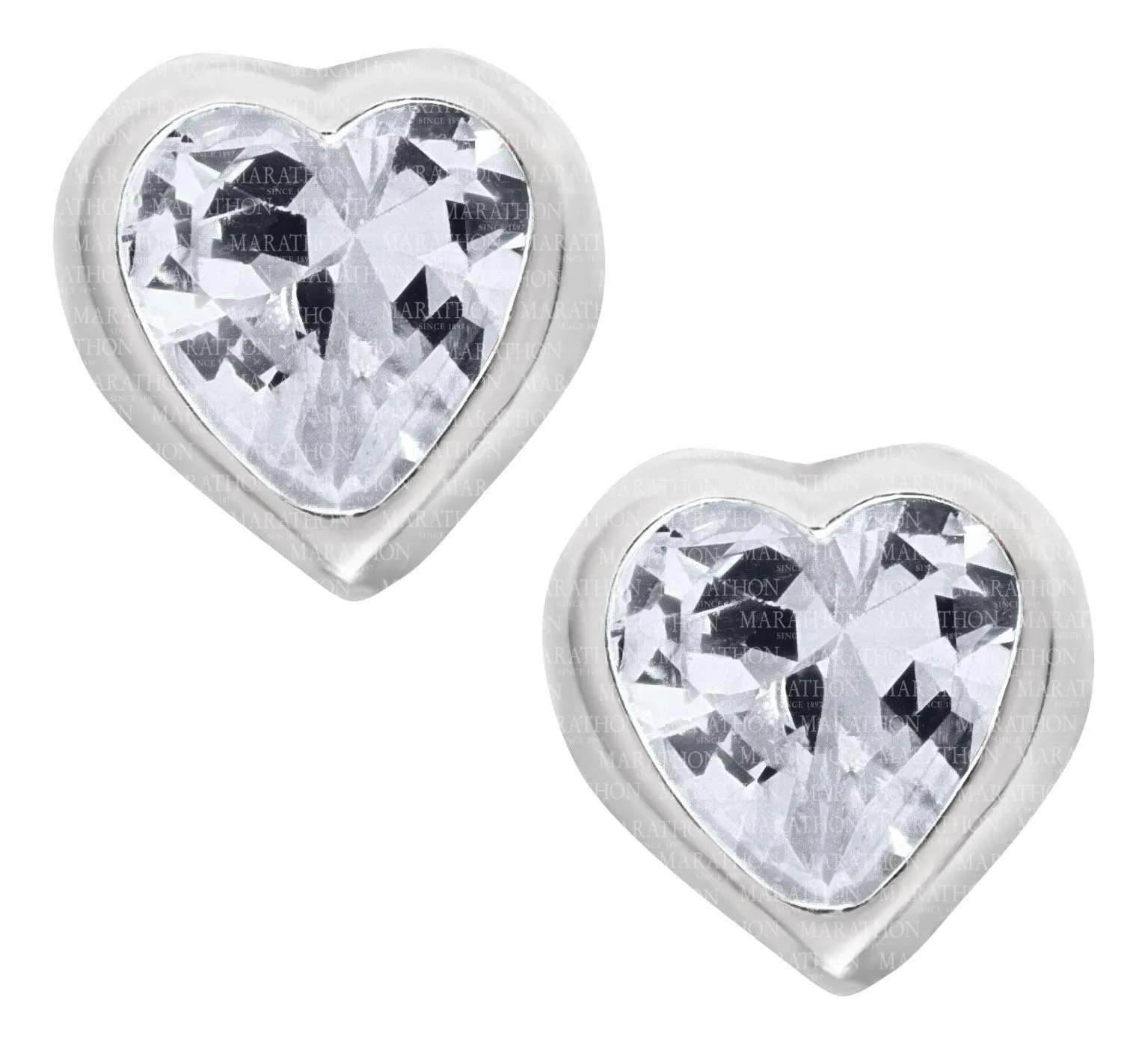 Genuine Sterling Silver Kiddie Kraft Heart Stud Earrings with Synthetic Birthstone