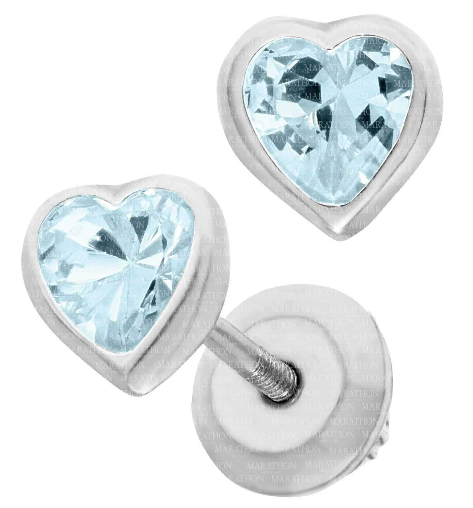 Genuine Sterling Silver Kiddie Kraft Heart Stud Earrings with Synthetic Birthstone