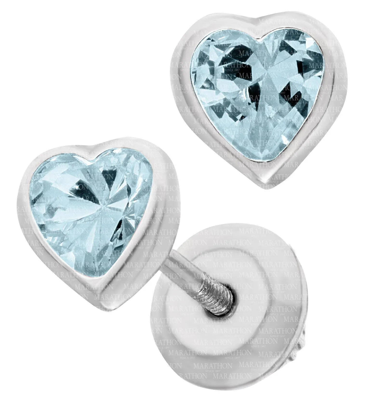 Genuine Sterling Silver Kiddie Kraft Heart Stud Earrings with Synthetic Birthstone