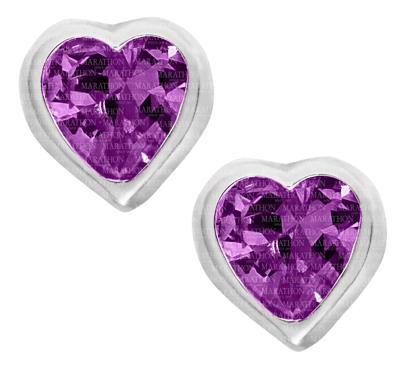 Genuine Sterling Silver Kiddie Kraft Heart Stud Earrings with Synthetic Birthstone