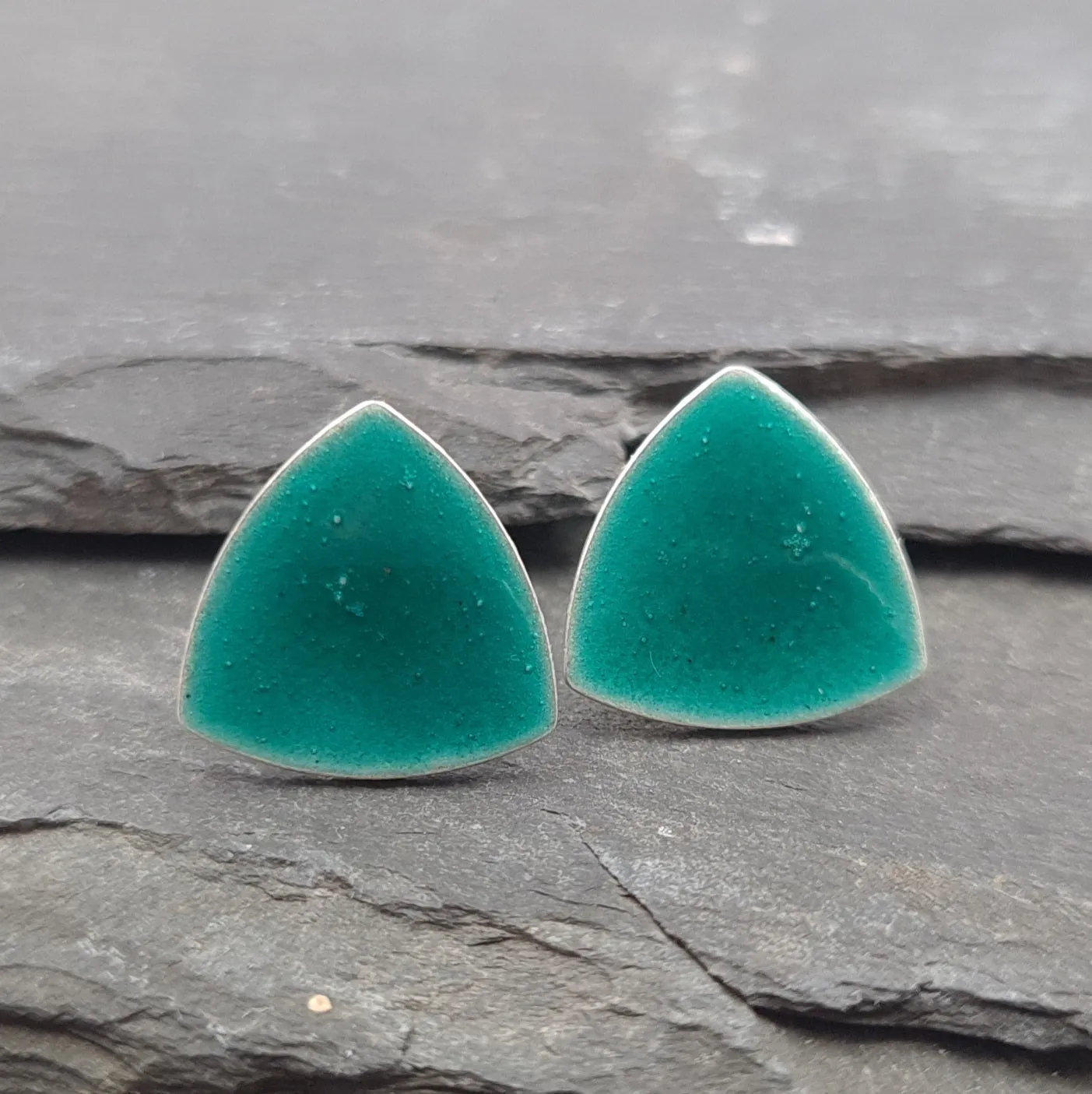 Geometric Enamelled Earrings in Sterling Silver on cards