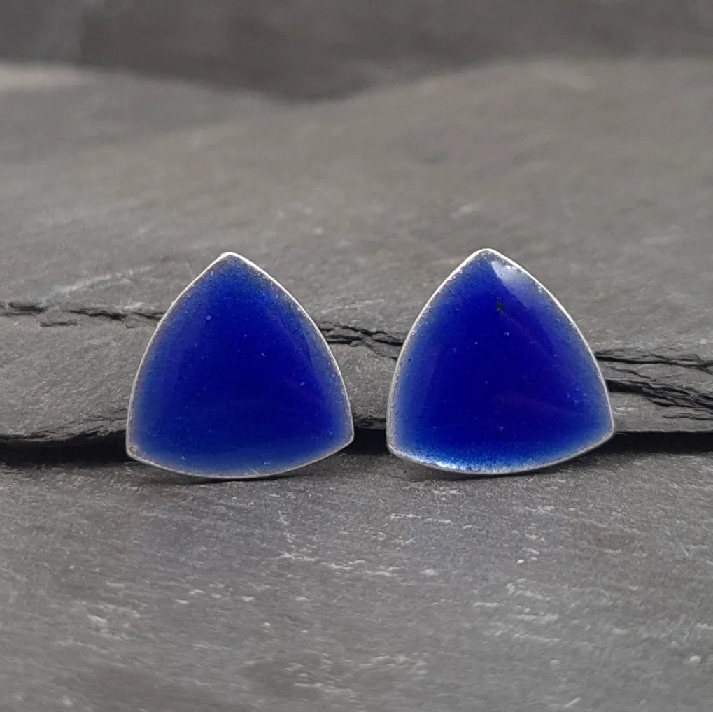 Geometric Enamelled Earrings in Sterling Silver on cards