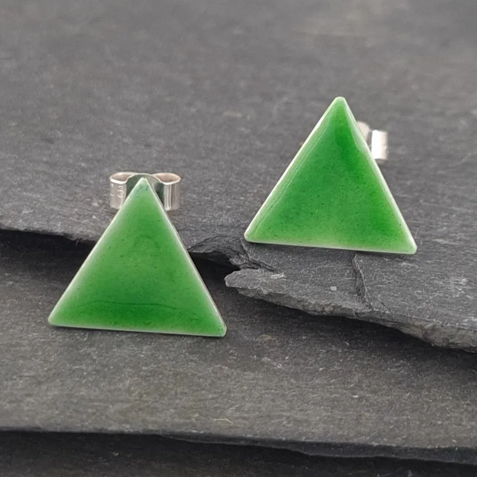 Geometric Enamelled Earrings in Sterling Silver on cards